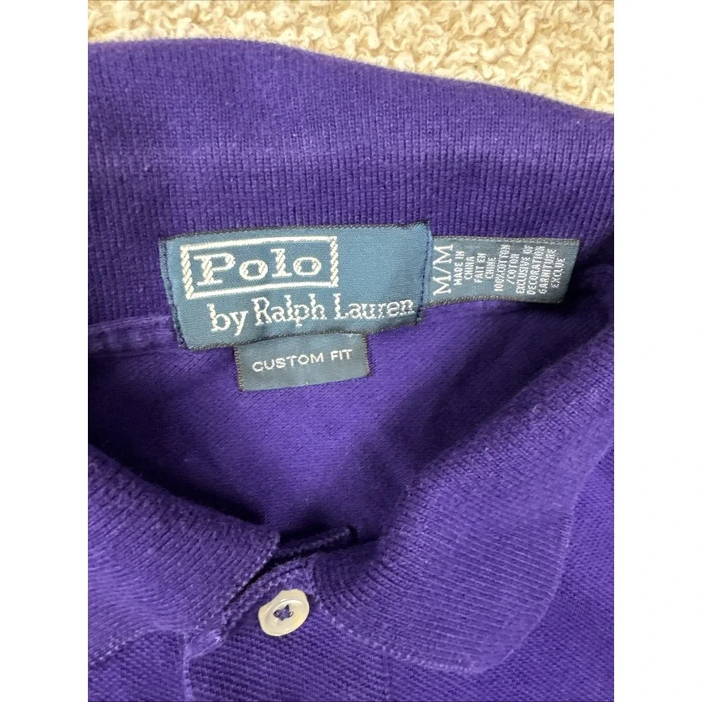 Polo By Ralph Lauren Polo Shirt Men's Size Medium Purple Custom Fit Gold Pony